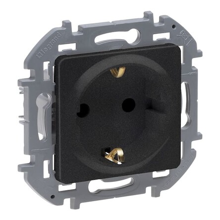 673723.Legrand.Inspiria (Антрацит).Розетка электрическая 2К+З, 250V, 16A, винтовые зажимы, встраивае