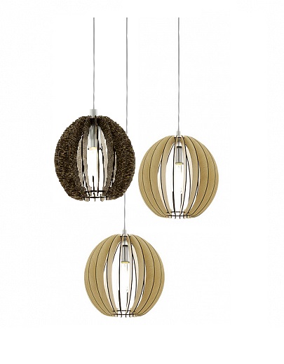 Ant-0002 Антураж Светильник подвесной   3*E27  60WW 220VV. Никель/светлое и темное дерево