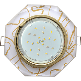 Встраиваемый светильник 8-угольник с прямыми гранями 1*GX53 220V,. Ззолото на белом. Ecola FG538AECH