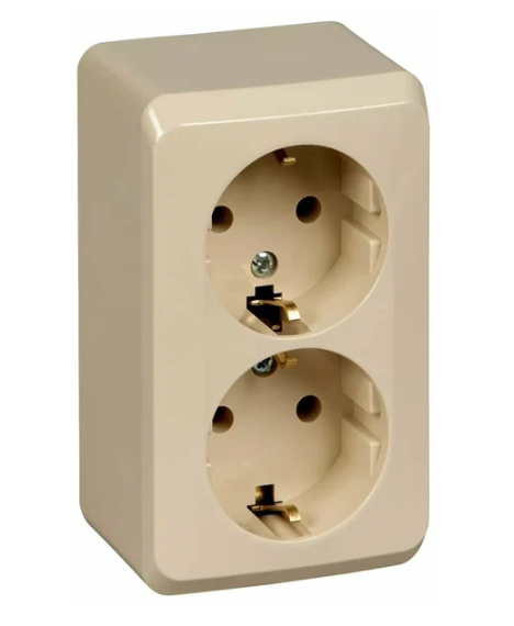 Розетка 2К+З с заземлением двойная IP20 16A Белый. Systeme Electric 67463 PA16-007b