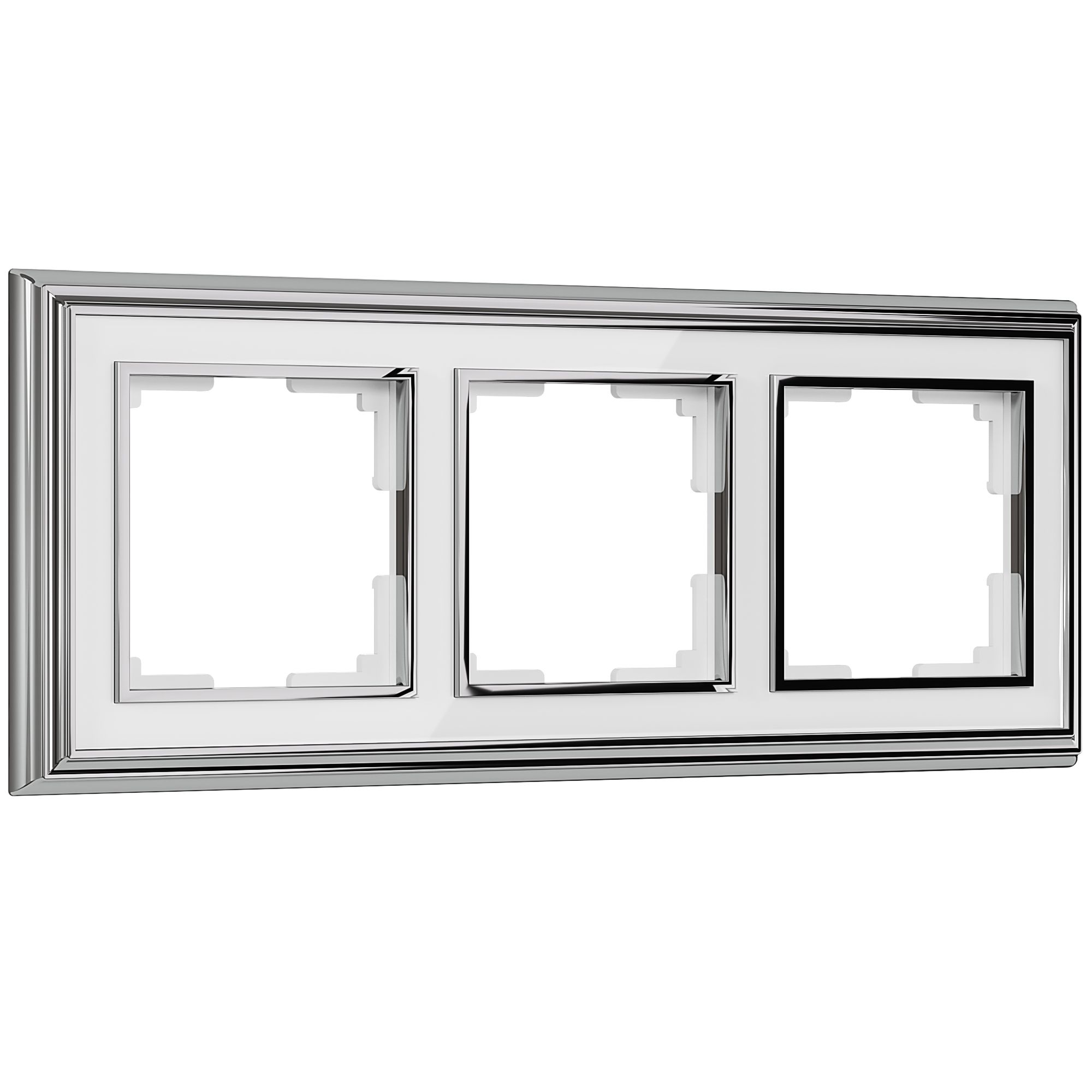 Рамка на 3-поста хром;белый алюминий/акрил глянец. Werkel Palacio W0031331