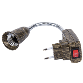 Переходник  E27 гибкий 150мм, c выключателем на корпусе. Ecola APT7NOEAY