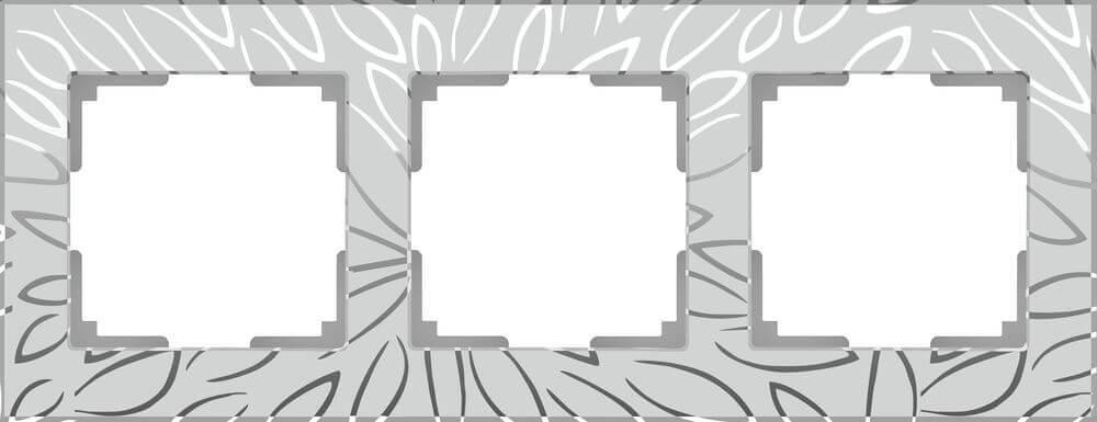 Рамка на 3 поста Серебряный с рисунком Стекло Werkel Edel WL09-Frame-03