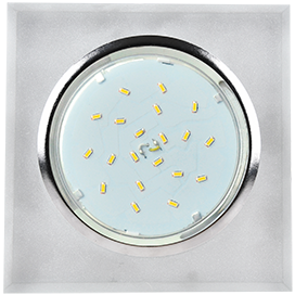 Встраиваемый светильник квадрат 1*GX53 220V,. Хром, матовое стекло. Ecola FL53SNECH