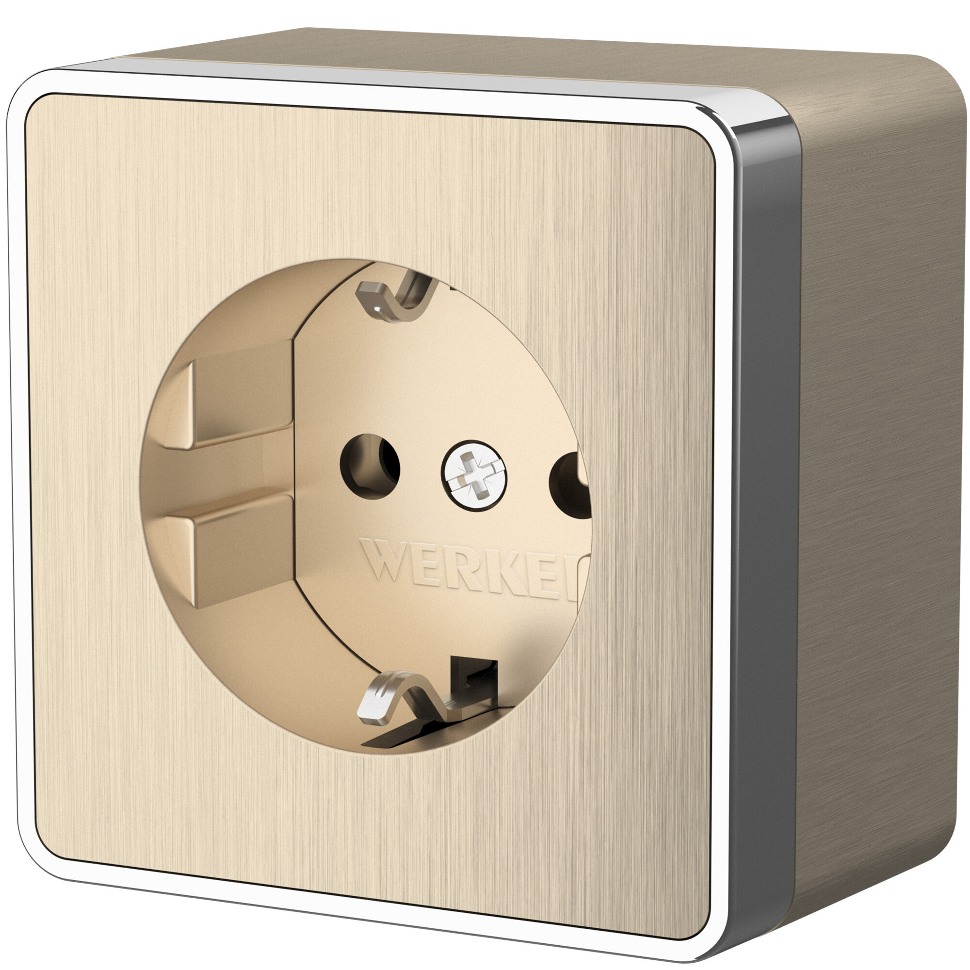 Розетка с заземлением IP20 16A шампань рифленый, хром. Werkel W5071010