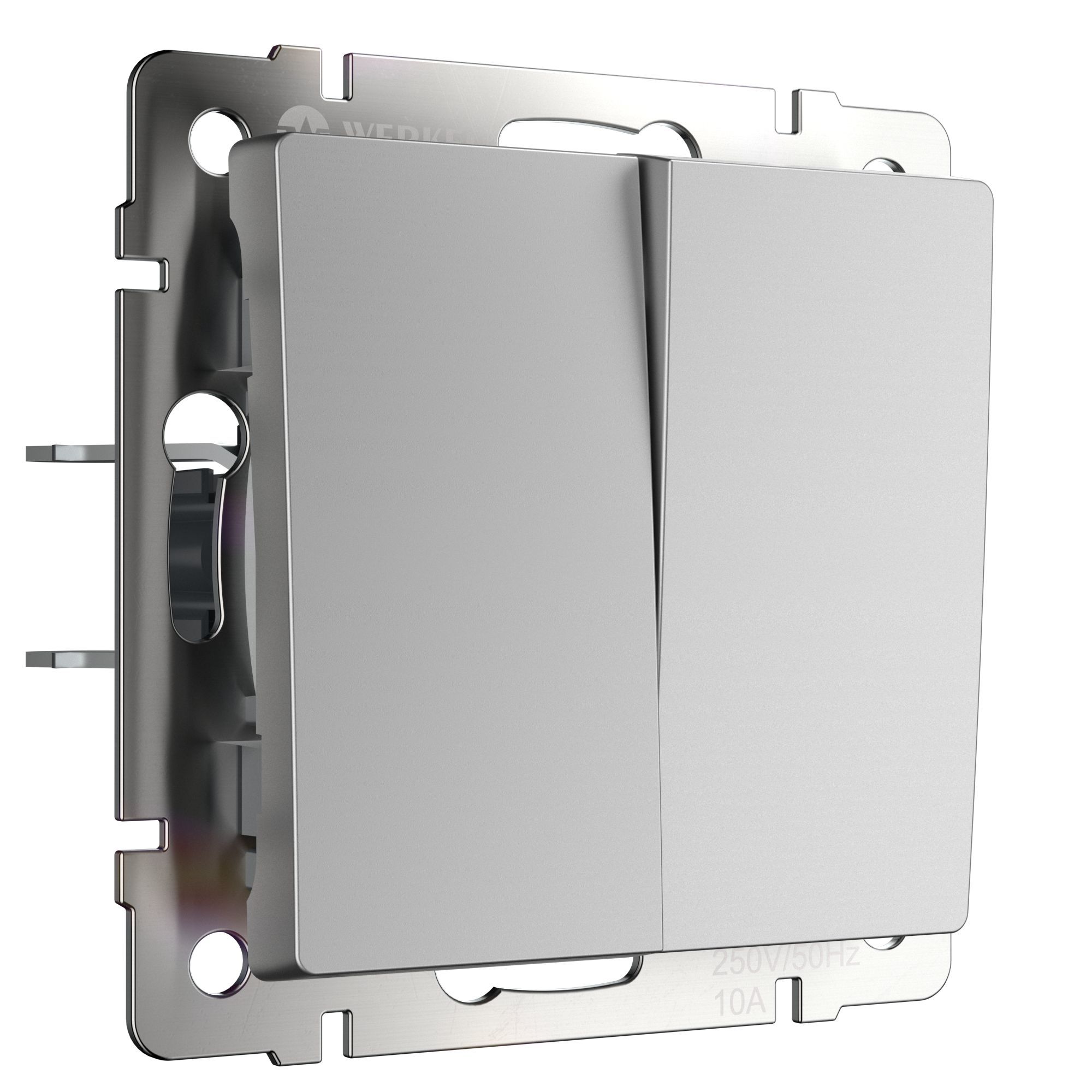 Выключатель проходной 2-клавишный серебряный Серебряный.Werkel. W1122006