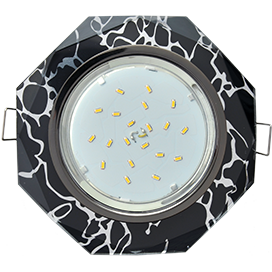 Встраиваемый светильник 8-угольник с прямыми гранями 1*GX53 220V,. Черный хром - хром на черном. Eco