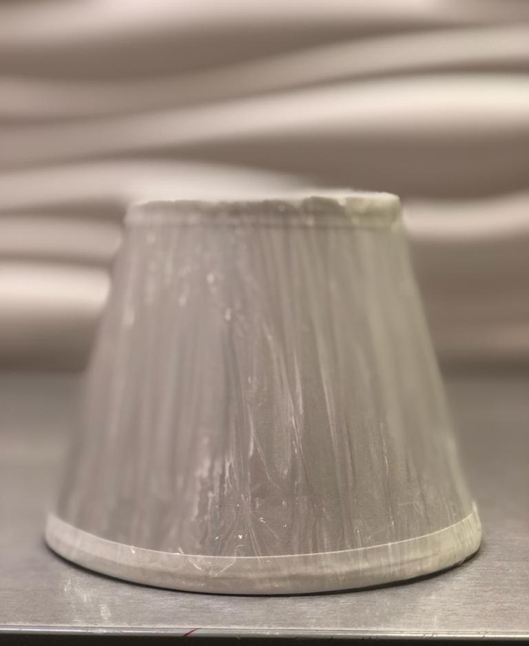 115.150.90-W.Комплектующие.Абажур тканевый для люстры пружина (на колбу лампы), Шелк. Белый