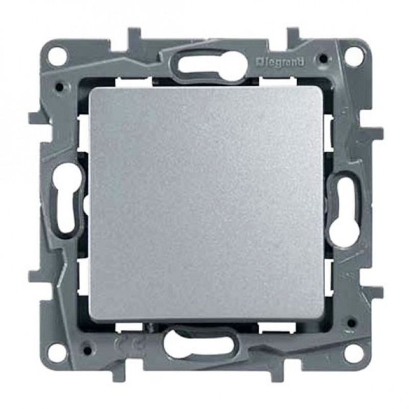 672405. Legrand. Etika (Алюминий). Выключатель/Переключатель (проходной) 1-клавишный