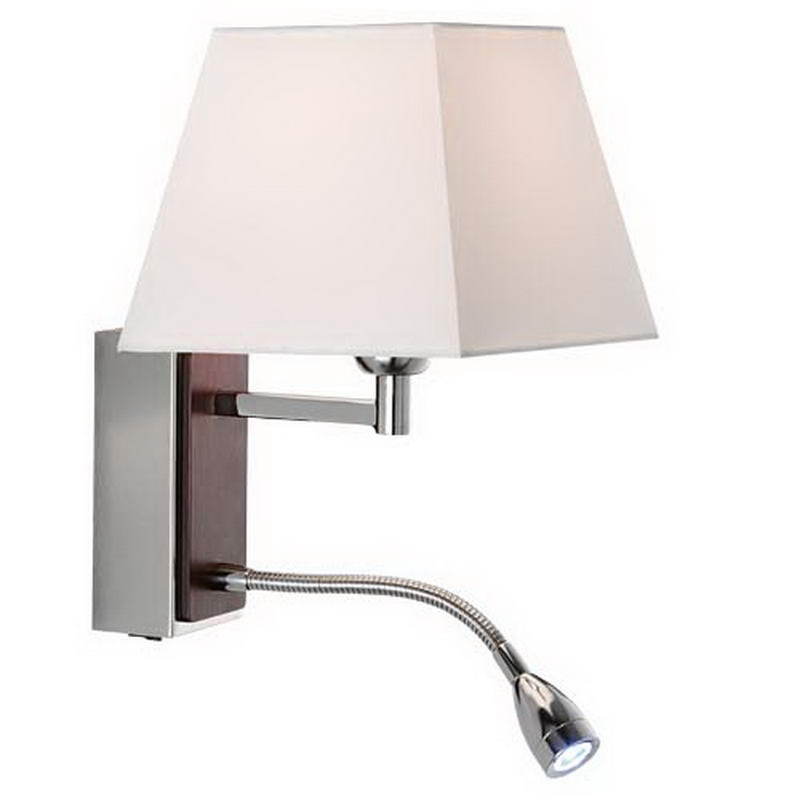 Бра. Хром, коричневый 1+Led 1W*E27 60W IP20 220V. Arte Lamp Hall A7953AP-1CC