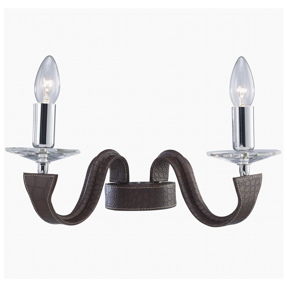 Бра, настенный светильник. Хром, коричневый 2*E14 60W 220V. Wunderlicht Bizzaro  W60498ВR-02W