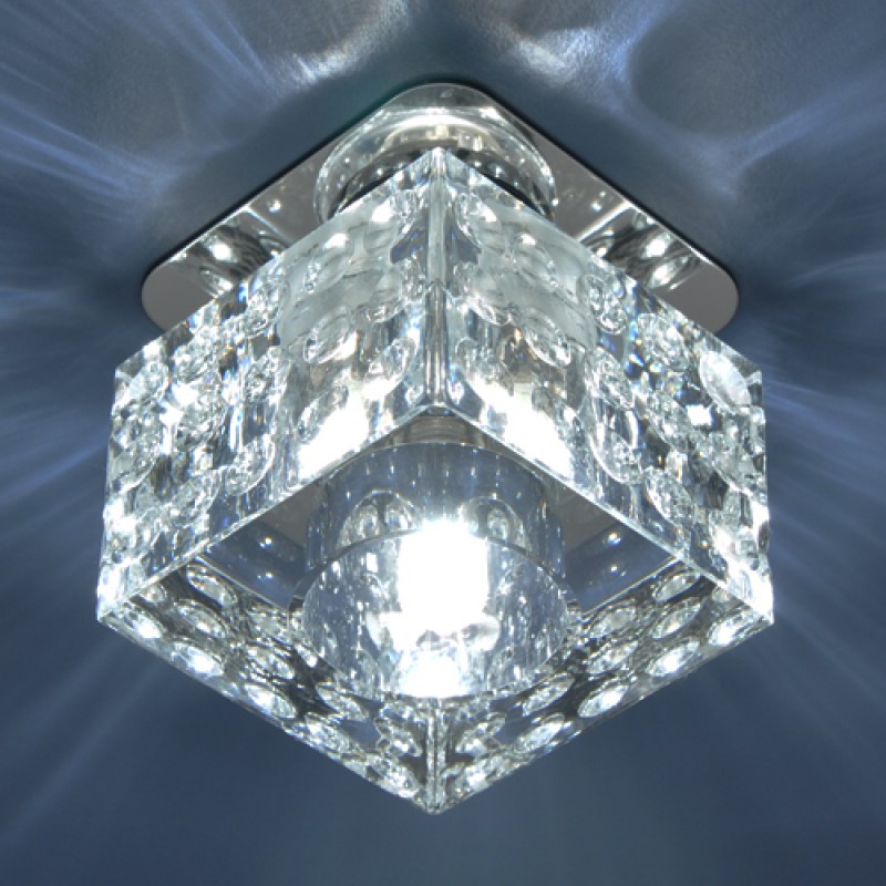 8247 CH/WH.Elektrostandard. Встраиваемый светильник фактурное стекло. Хром, прозрачный,куб.1*G9, 20W