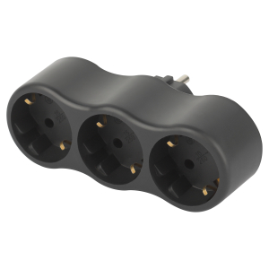 Разветвитель электрический 3 розетки, с заземлением, 16A, 3500Вт, IP20. Черный. Эра Б0059723