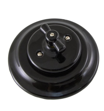 SQ1820-0220. TDM electric. Болонь черный. Выключатель фарфоровый 1-клавишный, винтовое соединение