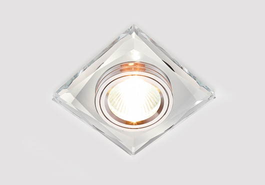 8370 CL.Ambrella.Встраиваемый светильник MR16. хром, зеркальный , квадрат. 1*GU5.3, 50W, 12/230V