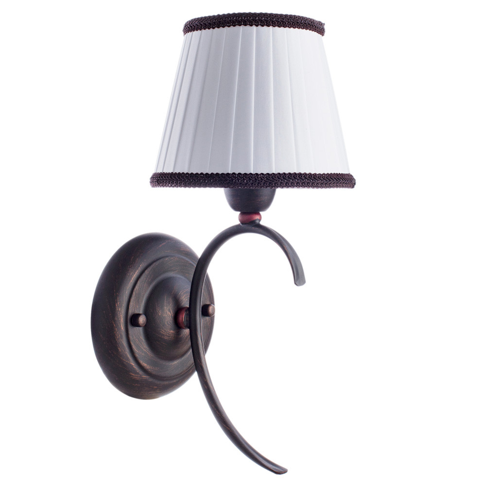 Бра, настенный светильник. Коричневый, белый 1*E14 40W 220V. Arte Lamp Irene A5133AP-1BR
