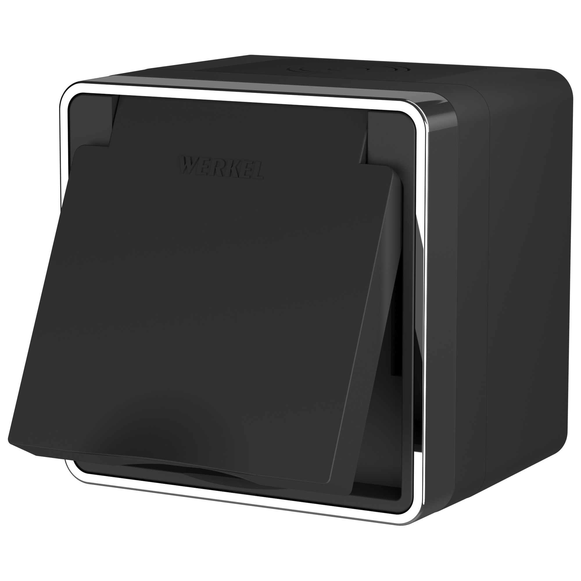 Розетка с заземлением IP44 16A черный,хром. Werkel W5071235