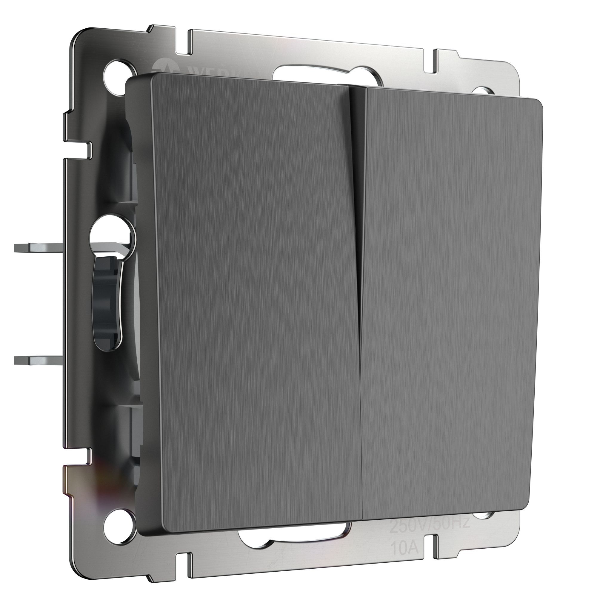 Выключатель проходной 2-клавишный IP20 Графит рифленый. Графит рифленый.Werkel. W1122004