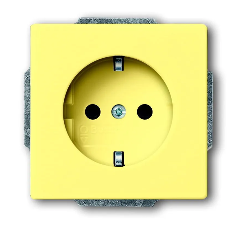Розетка 2Р+Е с накладкой IP20 с защитой от детей 16A. Сахара/желтый. ABB BJB20 EUCKS-815