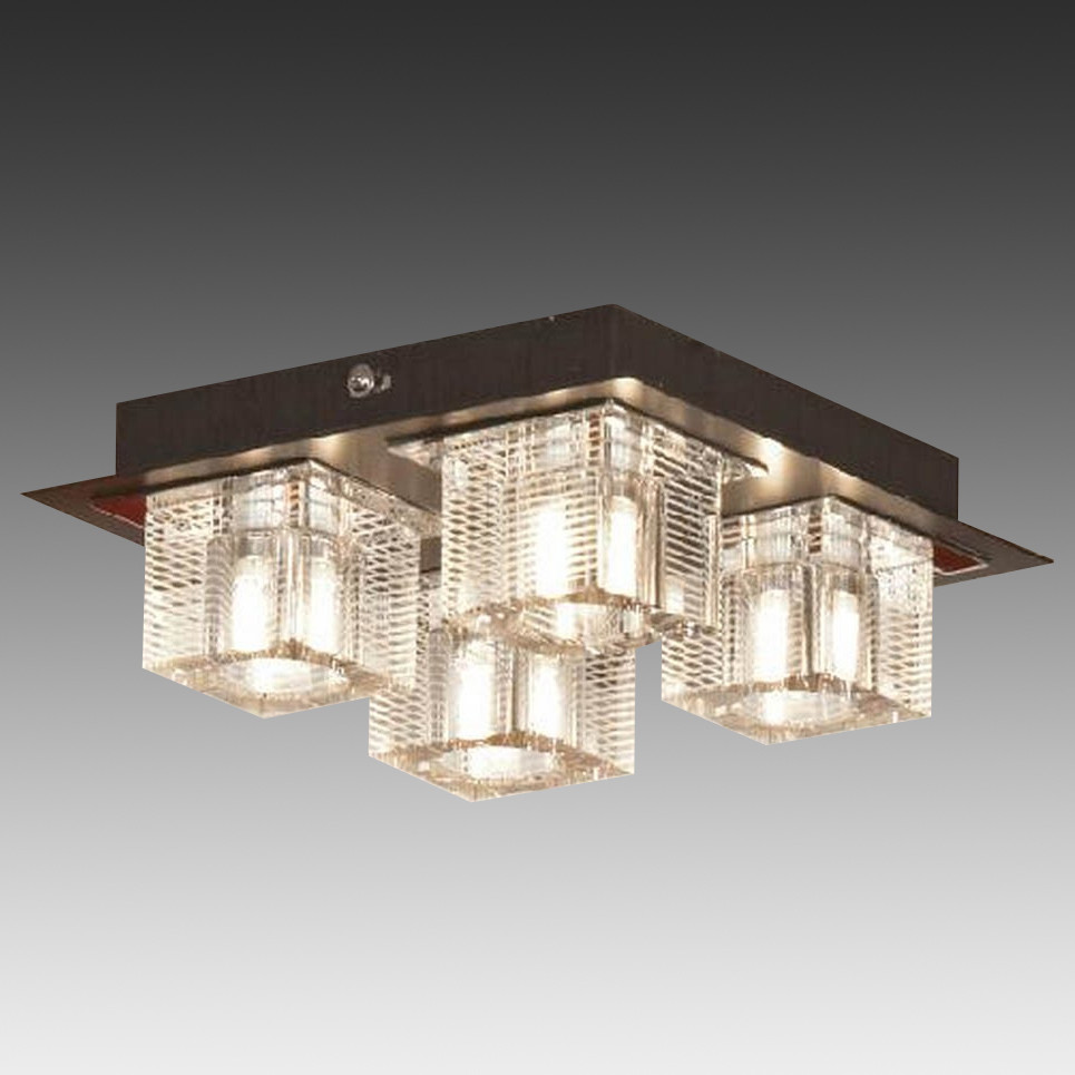 Светильник потолочный, накладной. Коричневый, хром, прозрачный 4*G9 40W 220V. Lussole Notte Di Luna 