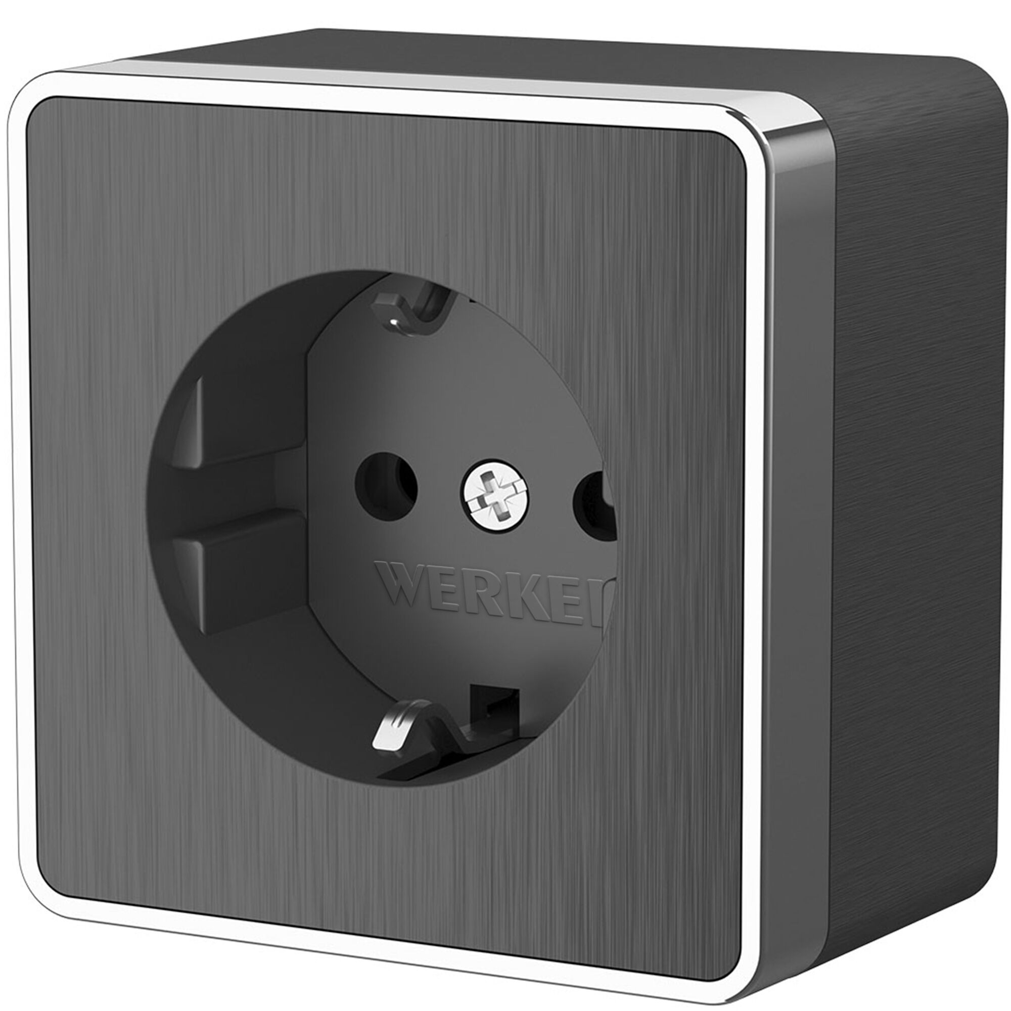 Розетка с заземлением IP20 16A графит рифленый,хром. Werkel W5071004