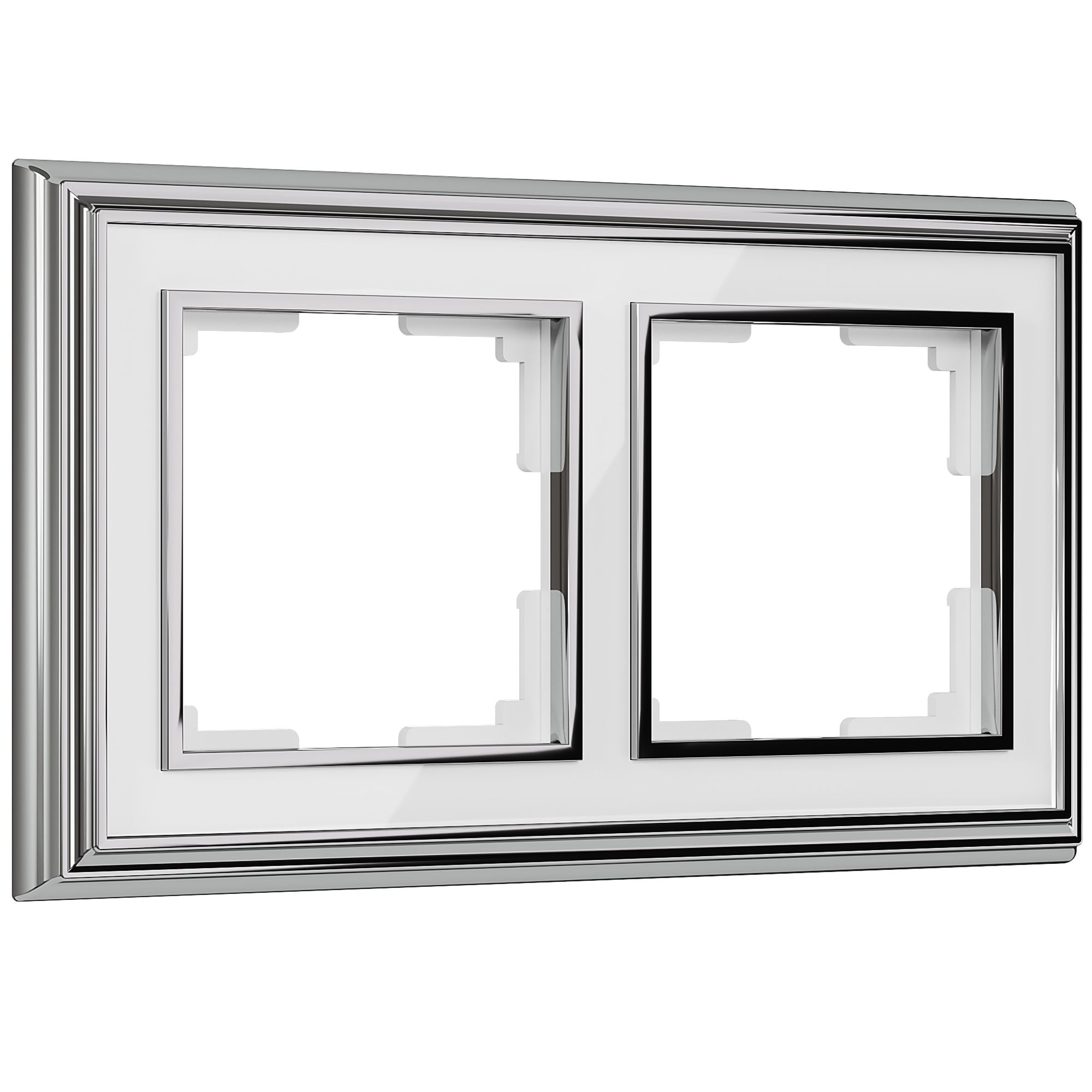 Рамка на 2-поста хром,белый алюминий/акрил глянец. Werkel Palacio W0021331