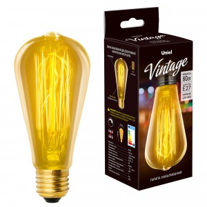 Лампа накаливания . E27, 60W, 220V, Uniel VINTAGE  UL-00000482