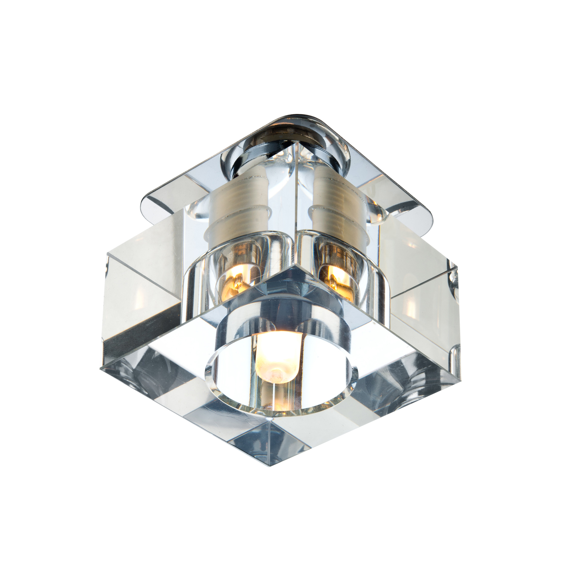 SD8018.Elektrostandard.Встраиваемый светильник G9. Хром, прозрачное стекло, куб. 1*G9, 20W, 230V