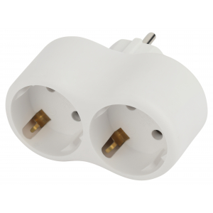 Разветвитель электрический на 2 розетки, с заземлением, 16A, 3500Вт., IP20. Белый. Эра Б0053478