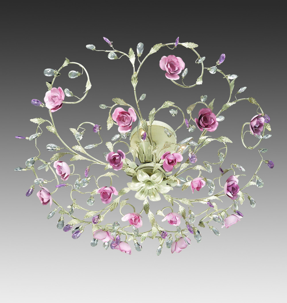 2585/5. Odeon Light. Люстра потолочная  5*E14  40W 220V. Бежевый,розовый