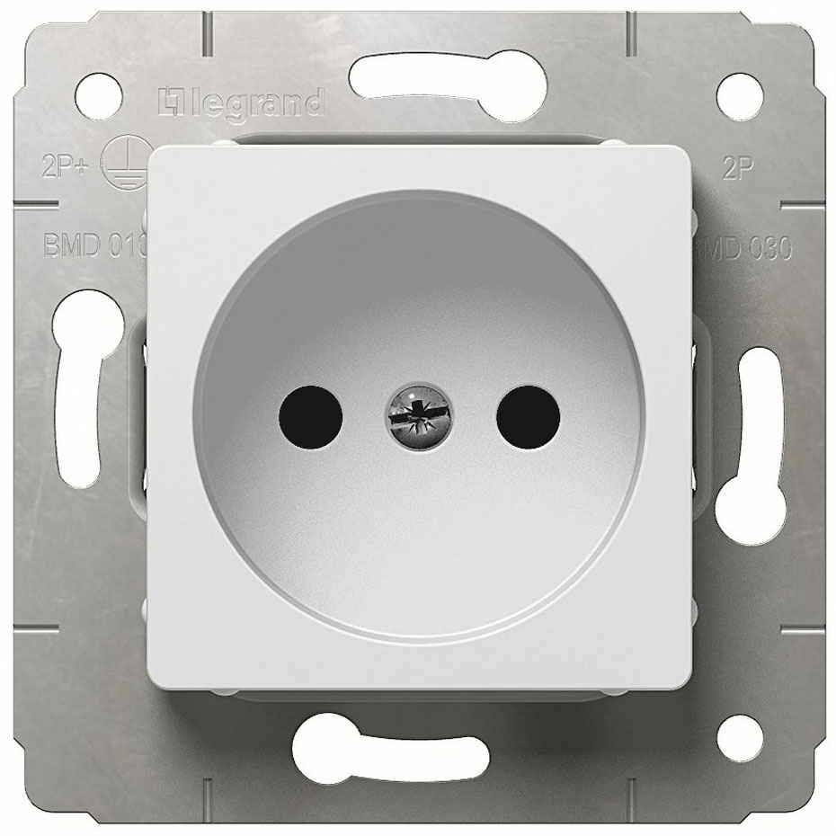 773616. Legrand. Cariva (Белый). Розетка 2К без заземления, 16A, встраиваемый монтаж, IP20