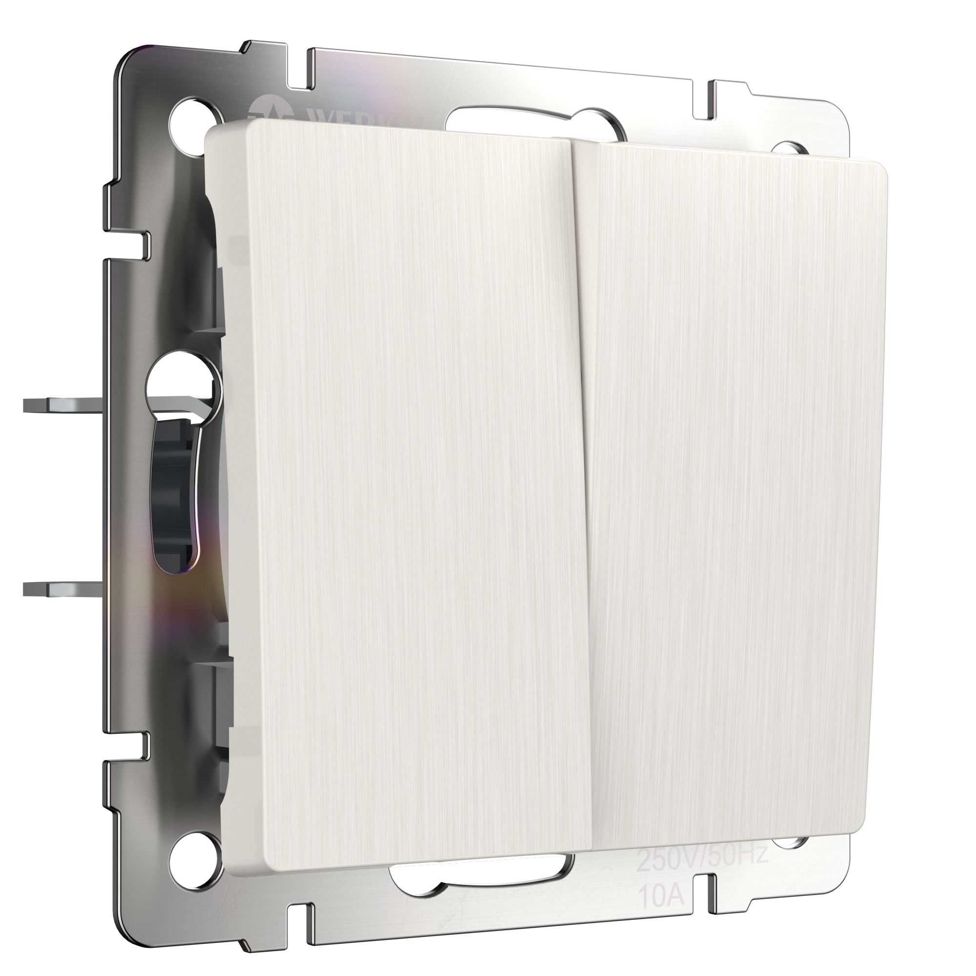 Выключатель 2-клавишный Перламутровый рифленый. Перламутровый рифленый.Werkel. W1120013