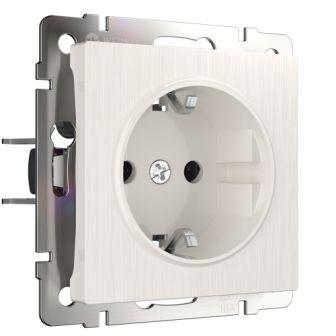 Розетка с заземлением 16A Перламутровый . Перламутровый рифленый. Werkel W1171013