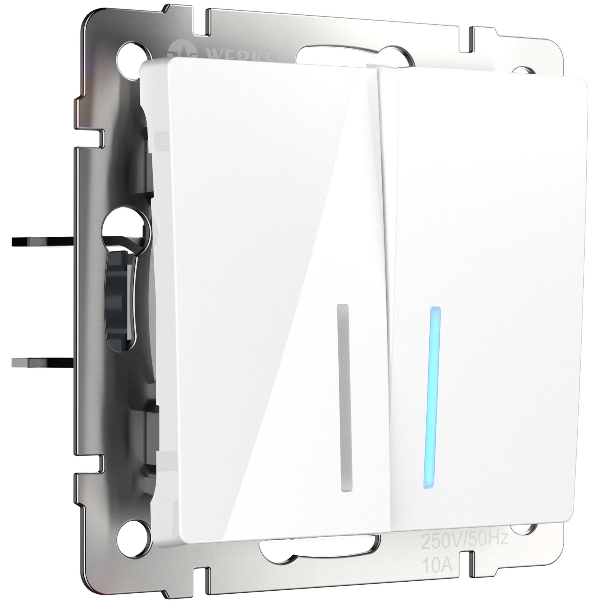 Выключатель 2-клавишный с подсветкой IP20 Белый глянцевый. Werkel. W1120101