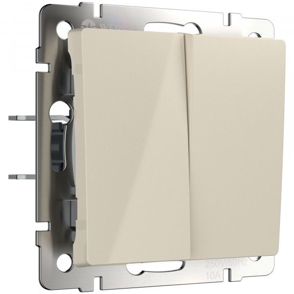 Выключатель 2-клавишный IP20 Слоновая кость глянцевый. Слоновая кость.Werkel. W1120003