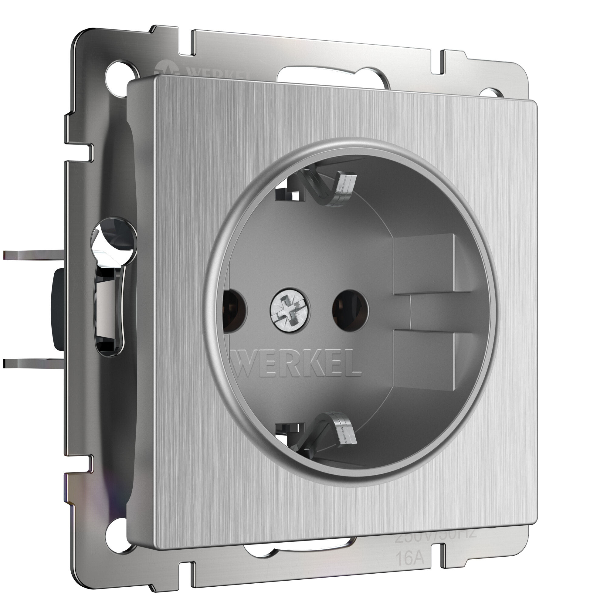 Розетка с заземлением IP31 16A Серебряный. Серебряный рифленый. Werkel W1171109