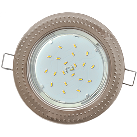 Встраиваемый светильник круг. 1*GX53 220V,. Сатин хром.Чеканка. Ecola FS61H4ECB