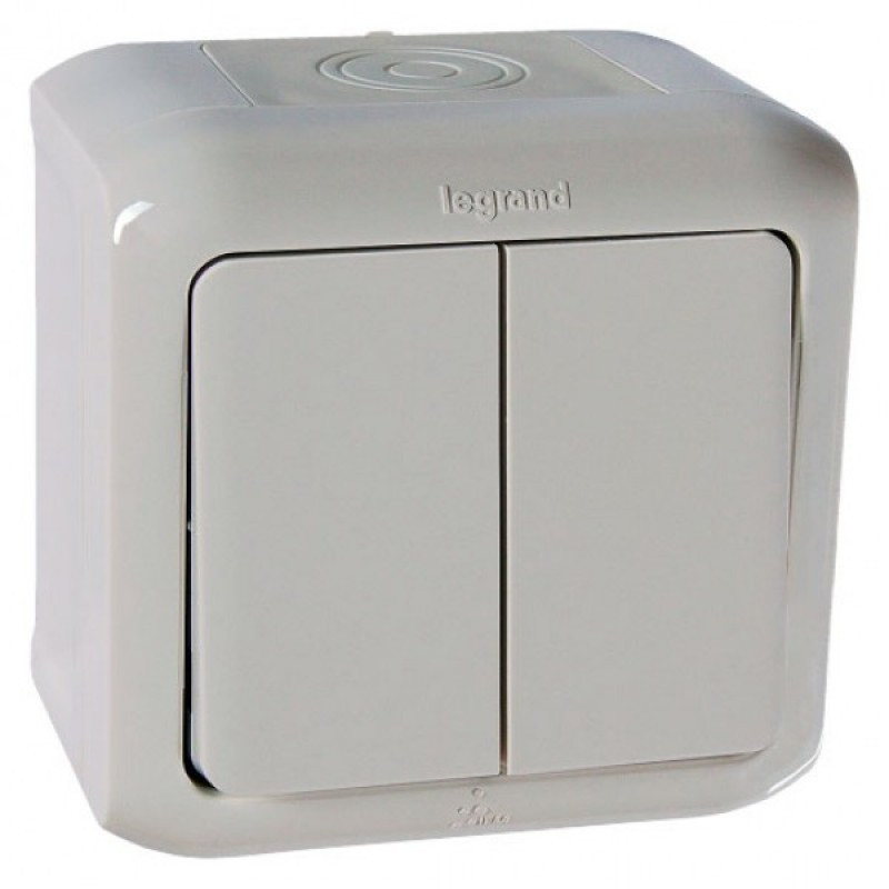 782332. Legrand. Quteo (Серый). Выключатель 2-клавишный