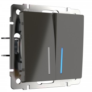 Выключатель проходной 2-клавишный с подсветкой. Серо-коричневый .Werkel. W1122107