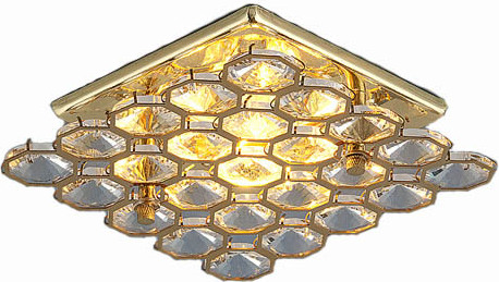 7235 GD/Cl.Elektrostandard. Встраиваемый светильник Золото, прозрачный хрусталь,квадратный.1*Gu5.3, 