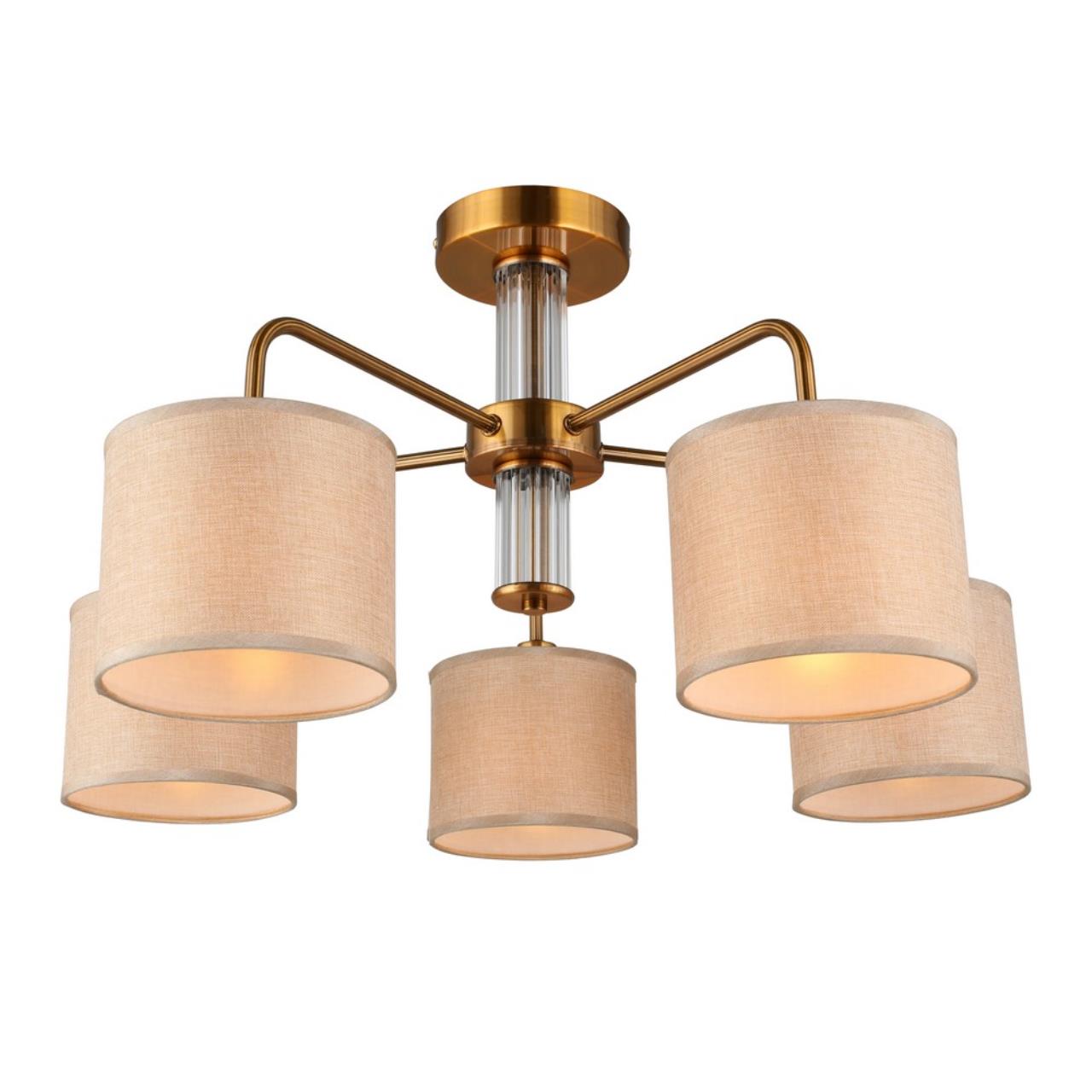 OML-56907-05 Omnilux Люстра потолочная  5*E14  40WW 220VV. Латунь, бежевый