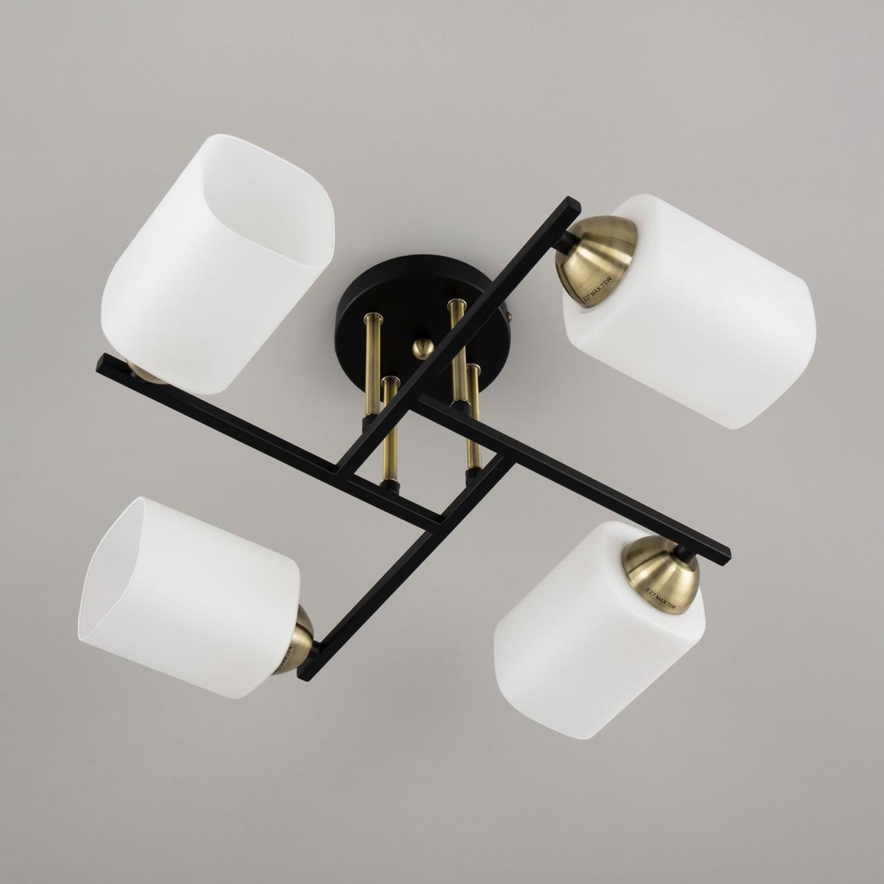 CL130245.CitiLux. Люстра потолочная. 4*E27,75W,220V. Чёрный матовый,Бронза