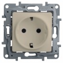 672322. Legrand. Etika (Слоновая кость). Розетка 2К+З с заземлением, со шторками, 16A, встраиваемый 