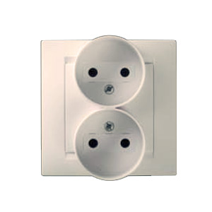 Simon Simon15 Слоновая кость Розетка сдвоенная,  2К без заземления IP20 250V Слоновая кость 1590457-