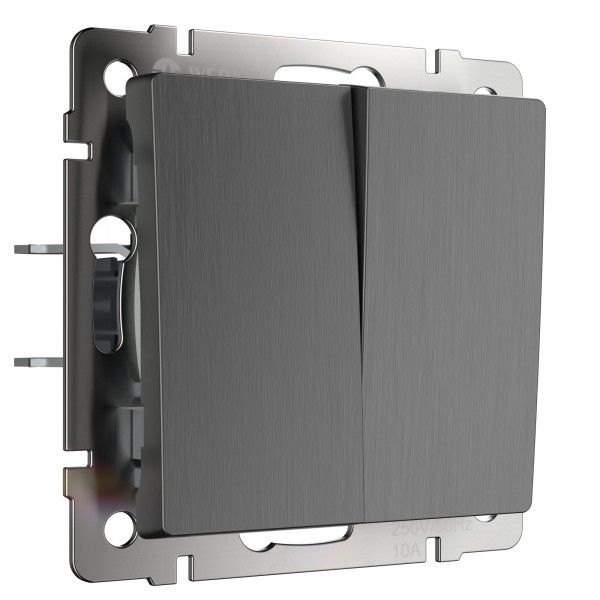 Выключатель 2-клавишный IP20 Графит рифленый. Графит рифленый.Werkel. W1120004