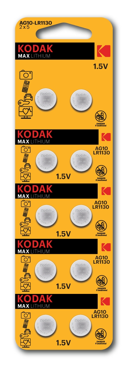 AG10-LR1130Kod Max. Kodak. Алкалиновые (щелочные) элементы питания (1 штука), 1.5V