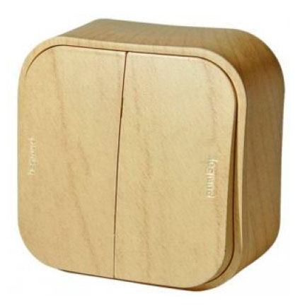 Выключатель накладной 2-клавишный Светлое дерево IP20 Legrand Quteo 782262