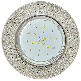 Встраиваемый светильник Круг GX53 220V,. хром - зеркальная поверхность со стразами. Ecola FC53RMECB