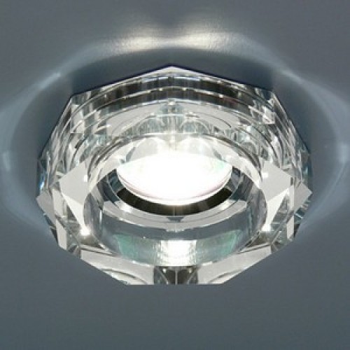 1056 MR16 Clear/Silver.Elektrostandard.Встраиваемый светильник MR16. Хром, прозрачное стекло , круг.