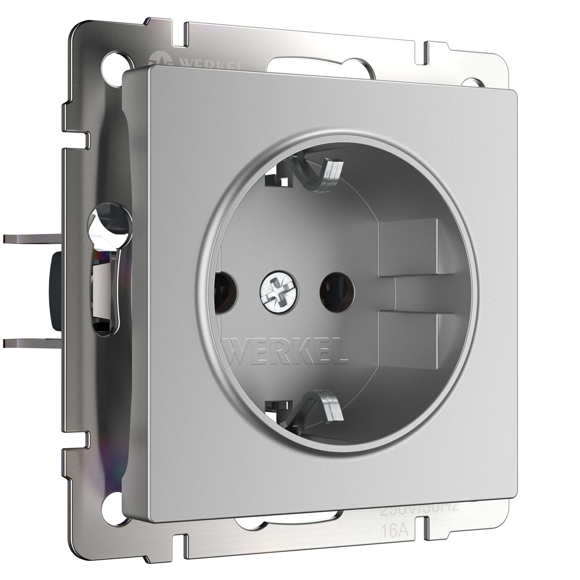 Розетка с заземлением IP20 16A серебряный. Серебряный. Werkel W1171306